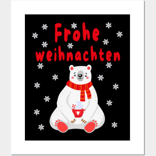 Polar Bear Pajama Cute Christmas Gift Frohe Weihnachten Posters and Art